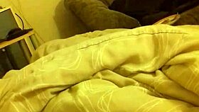 bedroom wank leads to cumshot on long thin cock