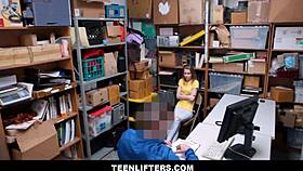 Skinny blonde Catarina Petrov cries during blowjob deal with officer!