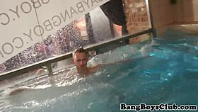 muscular amateur gangbang hunk cumshowered at pool party