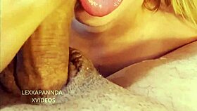 In this amateur video, a blonde whore deepthroats her stepfather's cock.