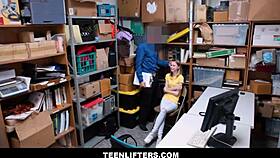 Skinny blonde Catarina Petrov cries during blowjob deal with officer!