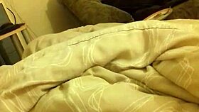 bedroom wank leads to cumshot on long thin cock