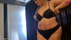 i'm trying on clothes but he wants me sucking his cock so bad, mature milf babe with shaved pussy