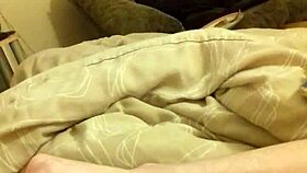 bedroom wank leads to cumshot on long thin cock