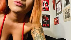 latina teases her pink pussy with toys