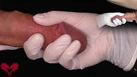 mistress in white latex gloves commands ejaculation into tomax venus real onahole