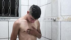 i love watching this hot brazilian gay amateur in bareback shower action