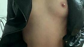 sexy girl masturbates alone on a chair