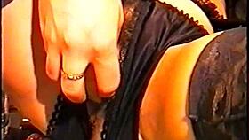 Alicia enjoys a banana in the kitchen while masturbating as a housewife