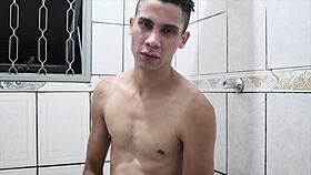 i love watching this hot brazilian gay amateur in bareback shower action