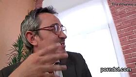 cute was tempted and poked by her older instructor