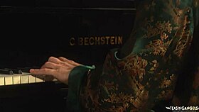 brunette babe rides two french gentlemen to hard cum finish