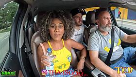 Thais Gomes sucking tits on the street?