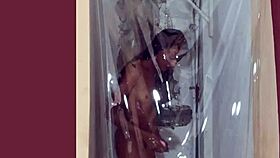 my skinny latina model showers and slips into a sexy costume