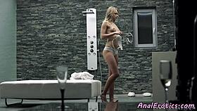 European glamour babe rides cock anally in classy doggystyle setup