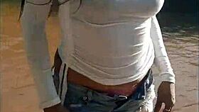 With my hot sister-in-law by the river.