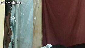 my skinny latina model showers and slips into a sexy costume