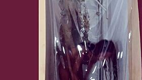 my skinny latina model showers and slips into a sexy costume