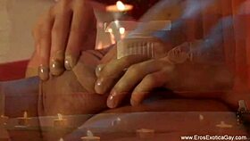 two guys engage in sensual body touching during a massage