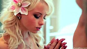 i give this beautiful blonde a facial cumshot, and she swallows it all while sucking