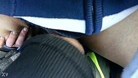 A man receives oral in the car during work