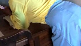 Oh No! This Teen Gets Stuck Under the Desk and Receives a Nasty Creampie!