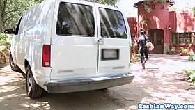 Tattooed les straponfucking tight babe