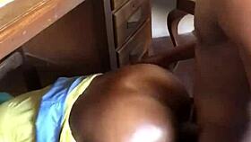 Oh No! This Teen Gets Stuck Under the Desk and Receives a Nasty Creampie!