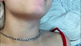 white girl in red lingerie moaning loudly while getting fucked 😍