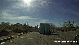 Girl swallows cum at a hiking trail porta potty gloryhole for cash – is that your kink?