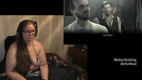 brunette bbw with tattoos and piercings plays evil within naked, showing her fat ass