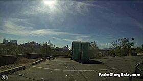 Girl swallows cum at a hiking trail porta potty gloryhole for cash – is that your kink?