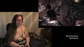 brunette bbw with tattoos and piercings plays evil within naked, showing her fat ass