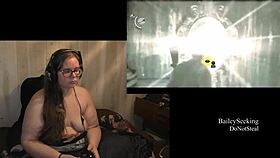 brunette bbw with tattoos and piercings plays evil within naked, showing her fat ass