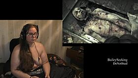 brunette bbw with tattoos and piercings plays evil within naked, showing her fat ass