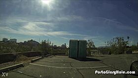 Girl swallows cum at a hiking trail porta potty gloryhole for cash – is that your kink?