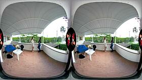 Feeling the intense passion in VR threesome with hot Latinas