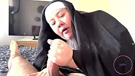 Sneaking into Dad's Room for Halloween Deepthroat and Facial!