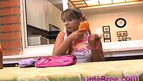 teen princess undresses and fingers shaved pussy 😍