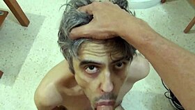 Watch this gay cocksucker get locked in legs for a facial