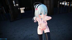 Sagiri Izumi dances in MMD animation with raspberry monster toon