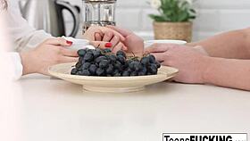 Teen brunette stasya feels warm from anal sex on cold day.