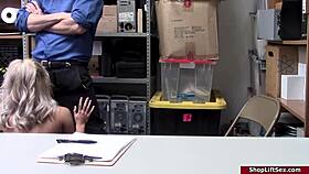 Officer Forces Sexy Thief To Suck His Big Cock In The Office