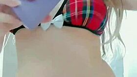 Naughty Student Masturbates and Sucks Dildo in Bathroom