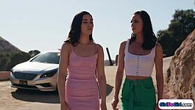 three girls lick pussies and masturbate in group lesbian threesome