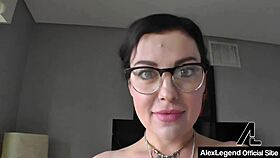 Brunette Sovereign Syre In Glasses Receives Deepthroat Blowjob And Facial From Alex Legend