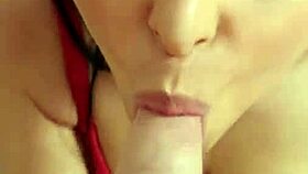 beautiful girl gives pov blowjob sucking skills