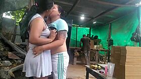 Colombian Lesbian Fucks Hard At Work!