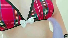 Naughty Student Masturbates and Sucks Dildo in Bathroom