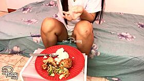 amateur asian girl eats naked